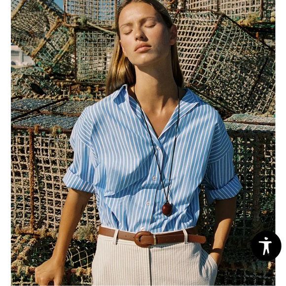 Zara Tops - ZARA V-neck lapel collar shirt with long sleeves. Front button closure.